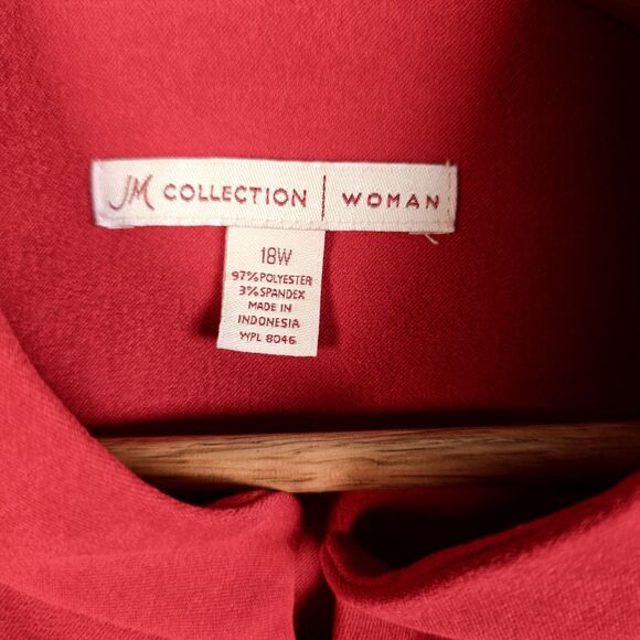 JM Collection Red Suede Like Zip Up Jacket 18W Plus Minimalist Blazer Trending - Picture 3 of 11